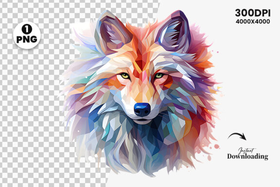  Watercolor wolf illustration sublimation clipart png design