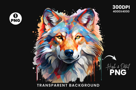  Watercolor wolf illustration sublimation clipart png design