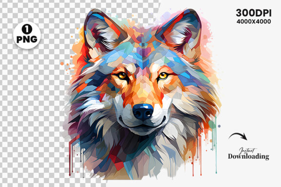  Watercolor wolf illustration sublimation clipart png design