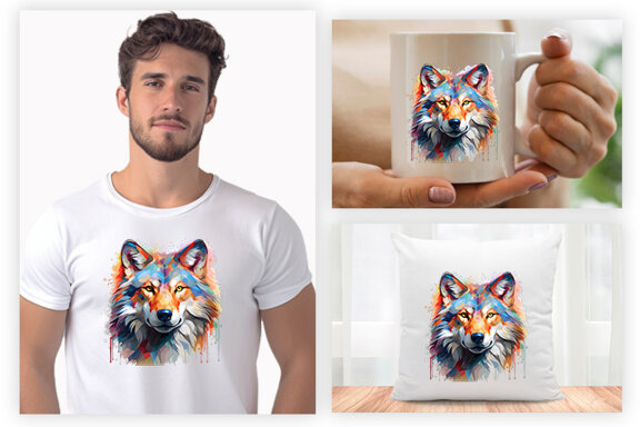  Watercolor wolf illustration sublimation clipart png design