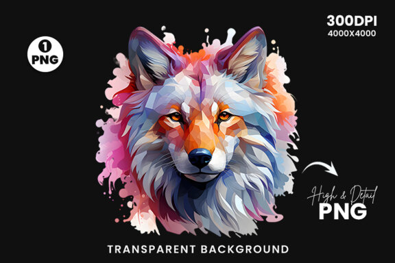  Watercolor wolf illustration sublimation clipart png design