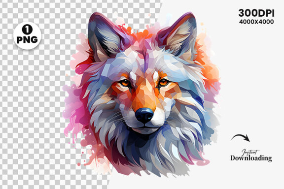  Watercolor wolf illustration sublimation clipart png design