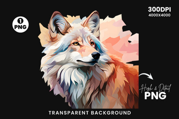  Watercolor wolf illustration sublimation clipart png design