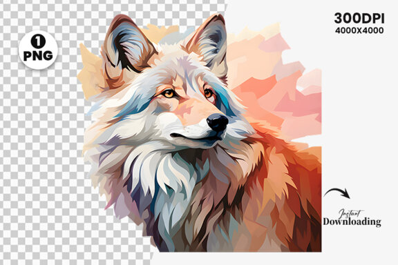  Watercolor wolf illustration sublimation clipart png design