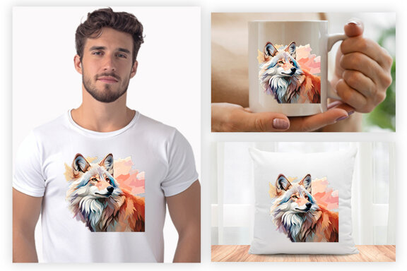  Watercolor wolf illustration sublimation clipart png design