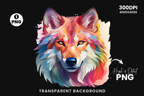  Watercolor wolf illustration sublimation clipart png design