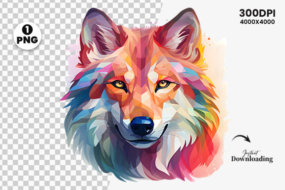  Watercolor wolf illustration sublimation clipart png design
