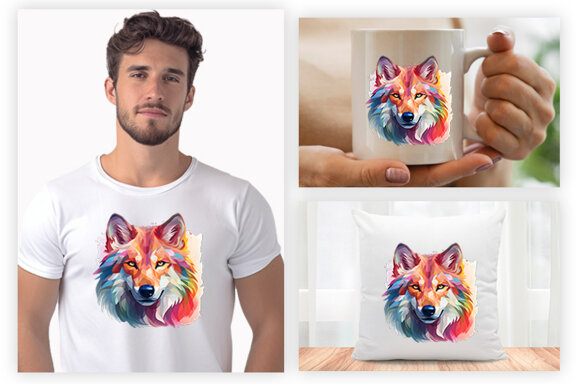  Watercolor wolf illustration sublimation clipart png design
