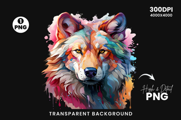  Watercolor wolf illustration sublimation clipart png design
