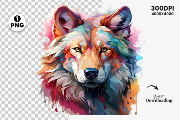 Watercolor wolf illustration sublimation clipart png design
