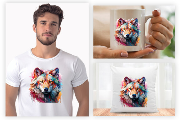  Watercolor wolf illustration sublimation clipart png design