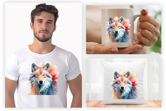  Watercolor wolf illustration sublimation clipart png design