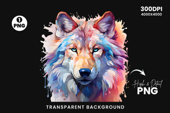  Watercolor wolf illustration sublimation clipart png design
