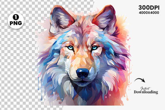  Watercolor wolf illustration sublimation clipart png design