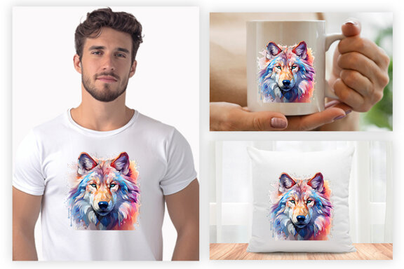  Watercolor wolf illustration sublimation clipart png design