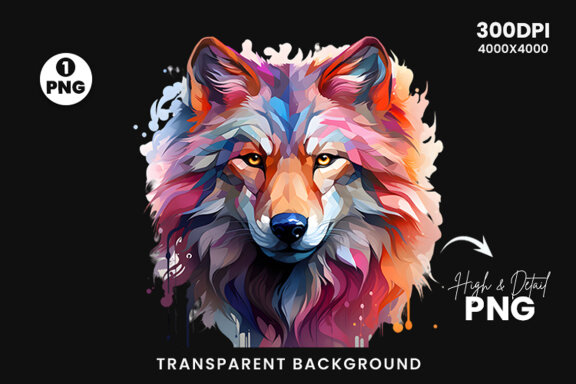  Watercolor wolf illustration sublimation clipart png design
