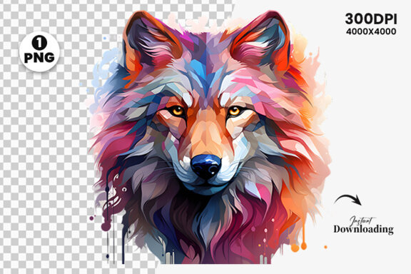  Watercolor wolf illustration sublimation clipart png design