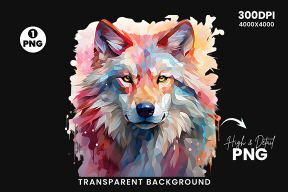  Watercolor wolf illustration sublimation clipart png design