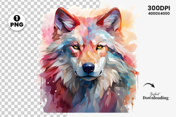  Watercolor wolf illustration sublimation clipart png design