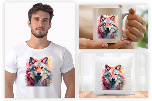  Watercolor wolf illustration sublimation clipart png design
