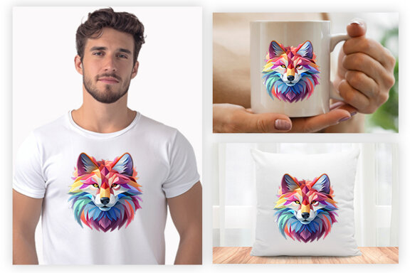  Watercolor wolf illustration sublimation clipart png design