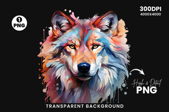  Watercolor wolf illustration sublimation clipart png design