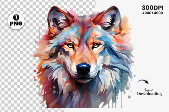  Watercolor wolf illustration sublimation clipart png design