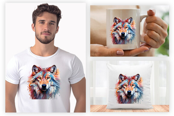  Watercolor wolf illustration sublimation clipart png design