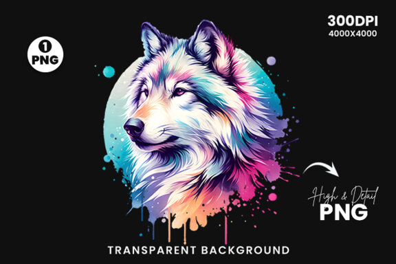  Watercolor wolf illustration sublimation clipart png design