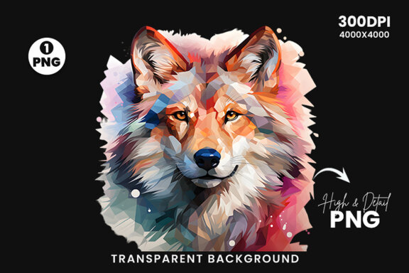  Watercolor wolf illustration sublimation clipart png design