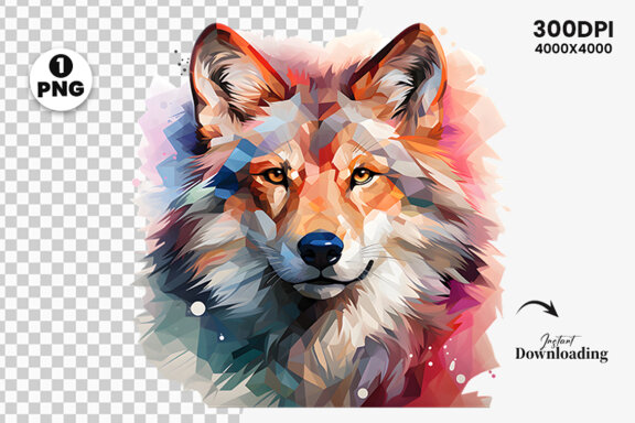  Watercolor wolf illustration sublimation clipart png design