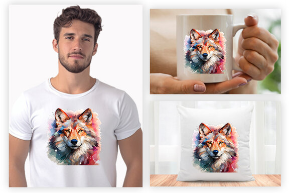  Watercolor wolf illustration sublimation clipart png design