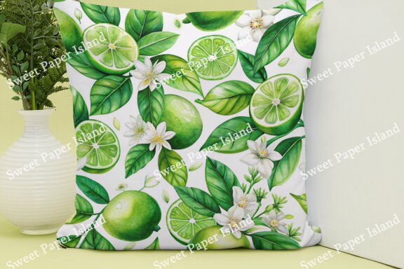 Pack Of 10 Digital Papers - Green Lemonade In Watercolor 