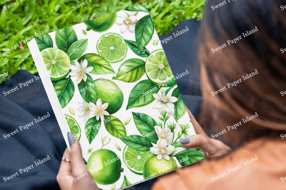 Pack Of 10 Digital Papers - Green Lemonade In Watercolor 