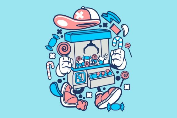 Crane Machine Cartoon Character