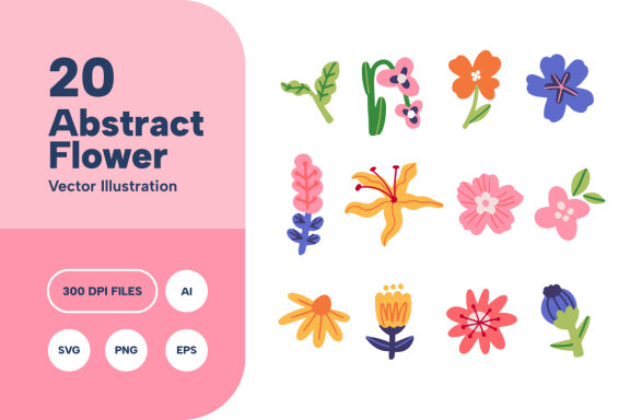 Whimsical Collection of Abstract Cute Flowers