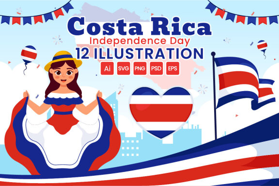 12 Independence Day of Costa Rica Illustration