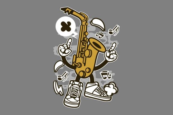 Saxophone Cartoon Character