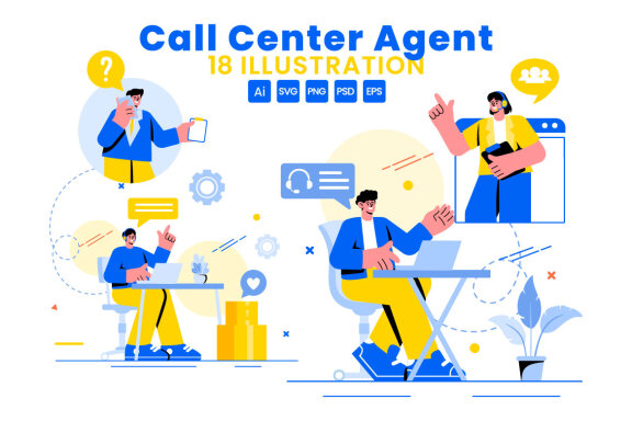 18 Call Center Agent Illustration