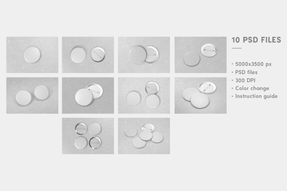 Pin Button Mockup Set
