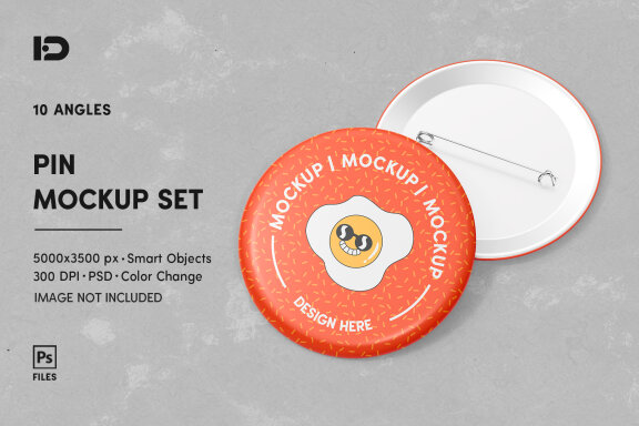 Pin Button Mockup Set