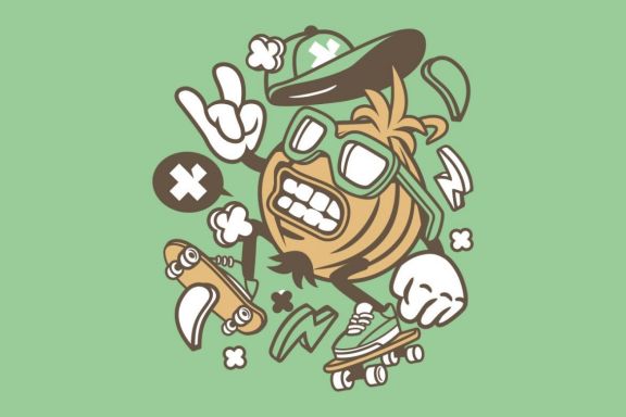 Onion Skater Cartoon Character