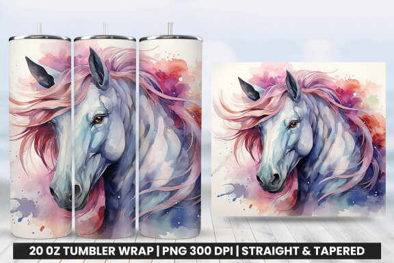 Watercolor Unicorn Tumbler Wrap Design, Tumbler Wrap Sublimation
