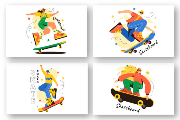 13 Skateboard Sport Illustration