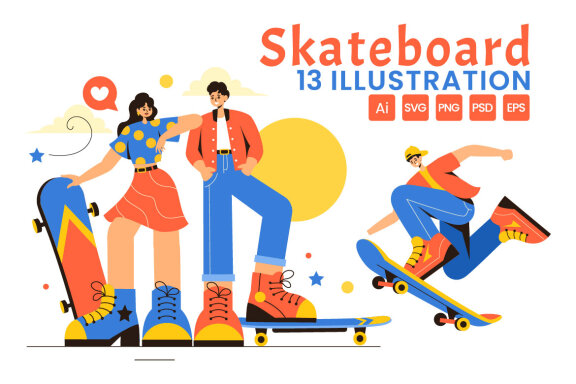 13 Skateboard Sport Illustration