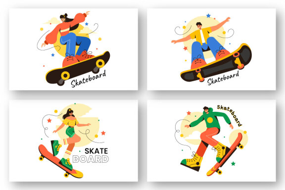 13 Skateboard Sport Illustration