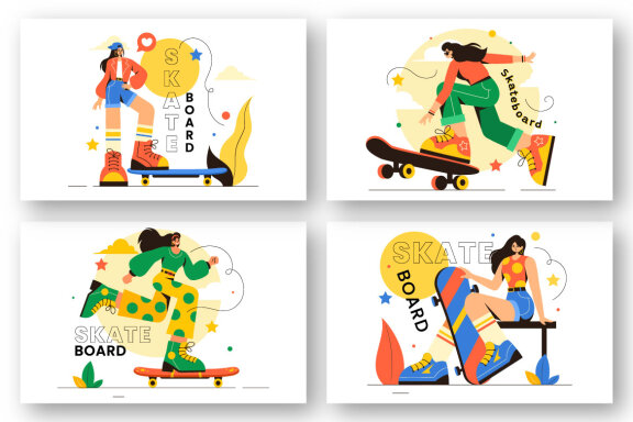 13 Skateboard Sport Illustration