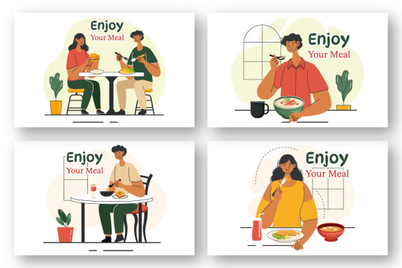 9 FREE Enjoy Your Meal Vector Illustrations