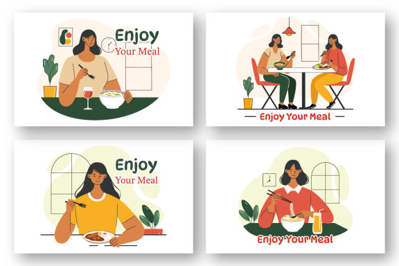9 FREE Enjoy Your Meal Vector Illustrations