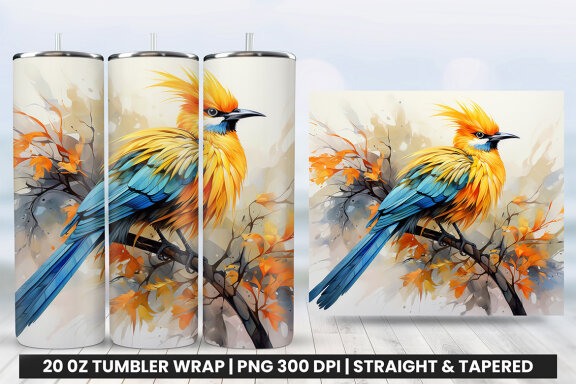 Watercolor Wilson's Bird Tumbler Wrap Sublimation PNG Design